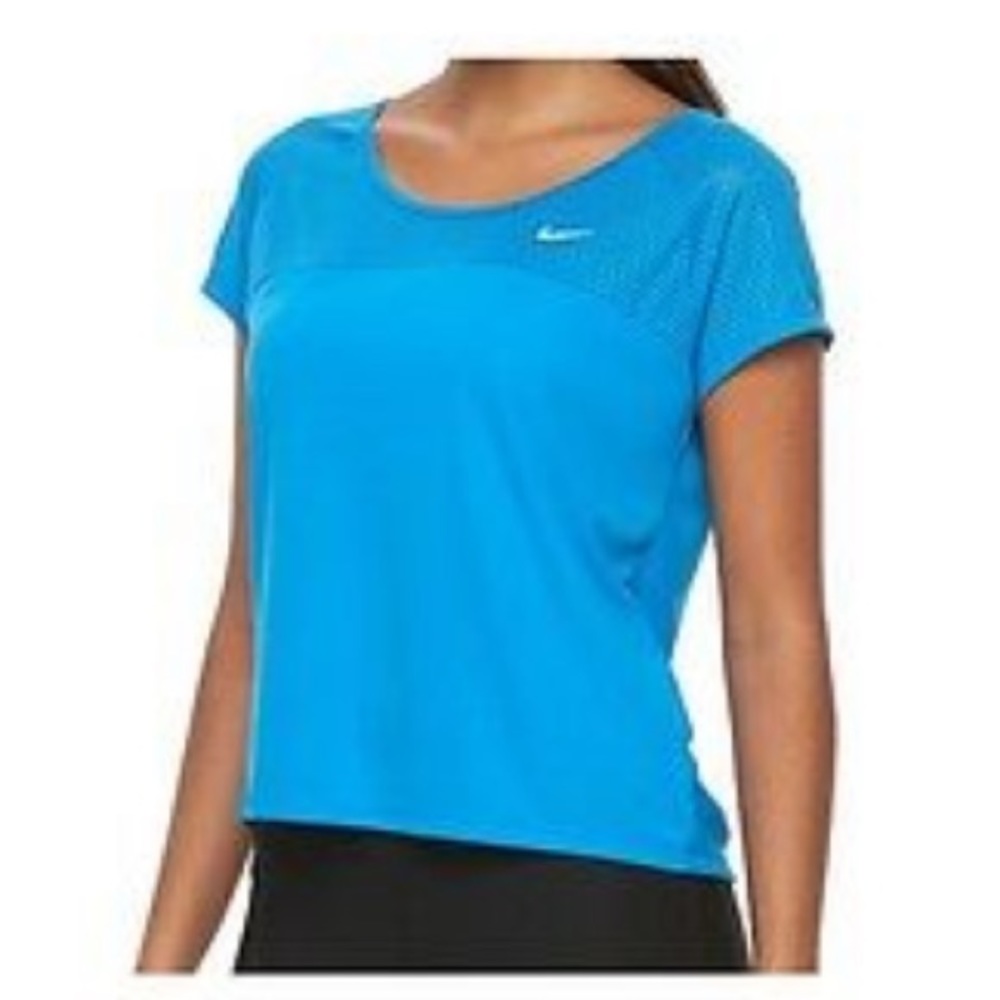 Nike Run Fast Athletic Short Sleeve Crop Top Light Blue XL